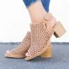 City Classified Shoes Chic Perforated Ankle Booties