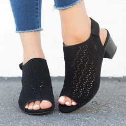 City Classified Shoes Chic Perforated Ankle Booties