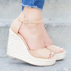 Delicious Shoes Newest Arrivals Chic Scalloped Espadrille Wedges