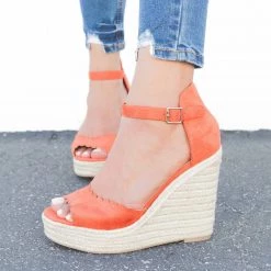 Delicious Shoes Newest Arrivals Chic Scalloped Espadrille Wedges