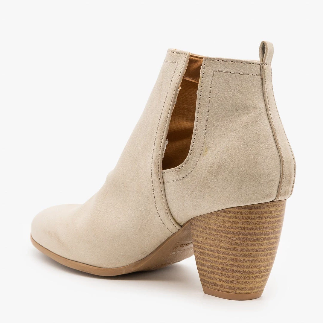 Qupid Shoes Newest Arrivals Chic Side Cut Burnished Booties 2 Qupid Shoes Newest Arrivals Chic Side Cut Burnished Booties