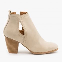 Qupid Shoes Newest Arrivals Chic Side Cut Burnished Booties