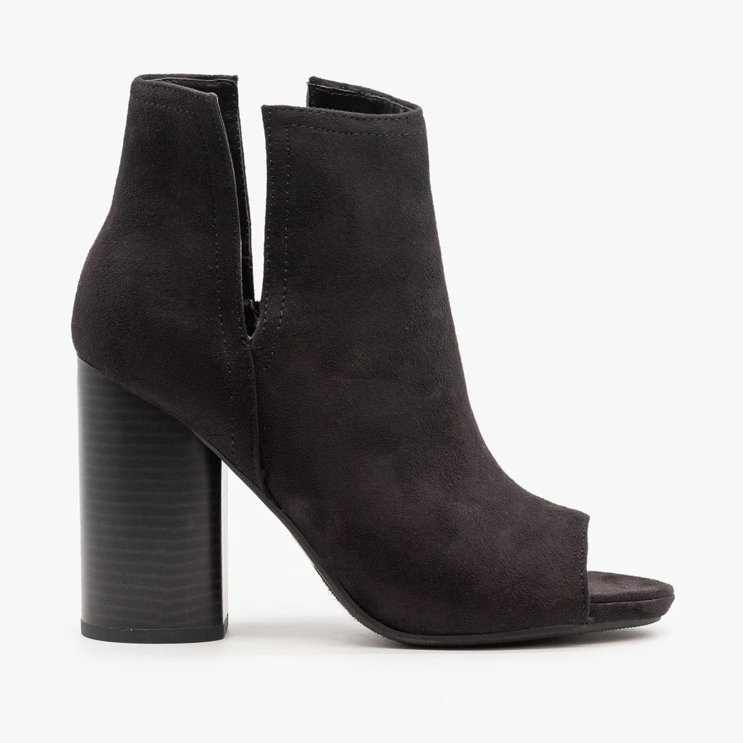 Soda Shoes Chic Side Slit Peep Toe Booties Newest Arrivals 4 Soda Shoes Chic Side Slit Peep Toe Booties Newest Arrivals