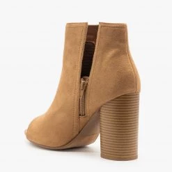 Soda Shoes Chic Side Slit Peep Toe Booties Newest Arrivals