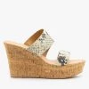Qupid Shoes Chic Snake Cork Wedges