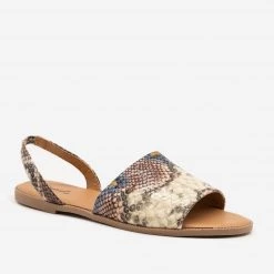 Qupid Shoes Chic Snake Print Slingback Flats