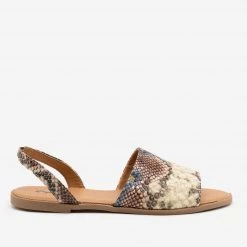 Qupid Shoes Chic Snake Print Slingback Flats