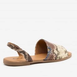 Qupid Shoes Chic Snake Print Slingback Flats