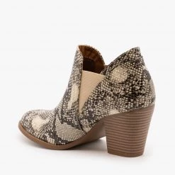 City Classified Shoes Newest Arrivals Chic Snake Print Slip On Booties