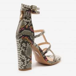Olivia Miller Chic Snake Print Strappy High Heels Newest Arrivals