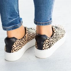 Qupid Shoes Newest Arrivals Chic Spotted Leopard Platform Sneakers