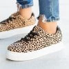 Qupid Shoes Newest Arrivals Chic Spotted Leopard Platform Sneakers
