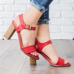 Delicious Shoes Chic Stacked Heel Sandals