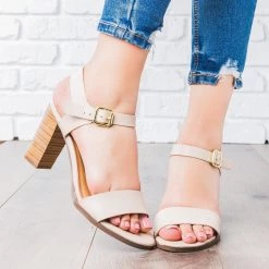 Delicious Shoes Chic Stacked Heel Sandals