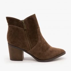 Breckelle's Newest Arrivals Chic Zipper Heeled Ankle Booties FINAL SALE