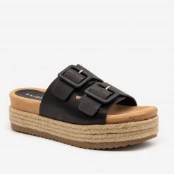 Bamboo Shoes Newest Arrivals Chunky Buckled Espadrille Slides