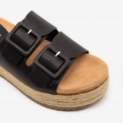 Bamboo Shoes Newest Arrivals Chunky Buckled Espadrille Slides