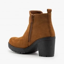 Forever Newest Arrivals Chunky Heel Faux Suede Booties