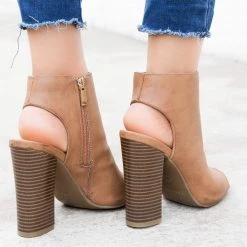 Bamboo Shoes Newest Arrivals Chunky Heel Peep Toe Booties