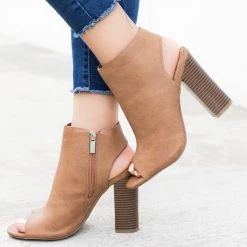 Bamboo Shoes Newest Arrivals Chunky Heel Peep Toe Booties
