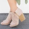 Qupid Shoes Chunky Heel Peep Toe Booties