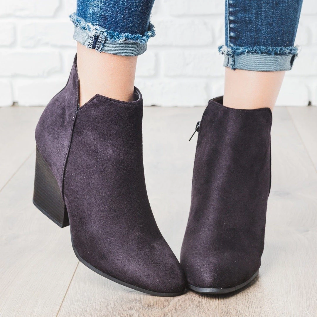 Delicious Shoes Classic Chunky Heel Ankle Bootie 2 Delicious Shoes Classic Chunky Heel Ankle Bootie