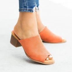 Qupid Shoes Classic Peep-Toe Mule Heels