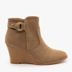 Qupid Shoes Newest Arrivals Classic Wedge Booties FINAL SALE