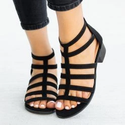 Top Moda Newest Arrivals Classy Low-Heeled Caged Sandals FINAL SALE