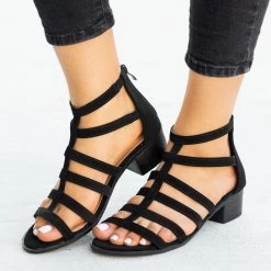 Top Moda Newest Arrivals Classy Low-Heeled Caged Sandals FINAL SALE