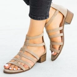 Top Moda Newest Arrivals Classy Low-Heeled Caged Sandals FINAL SALE