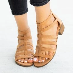 Top Moda Newest Arrivals Classy Low-Heeled Caged Sandals FINAL SALE