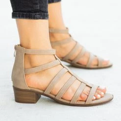 Top Moda Newest Arrivals Classy Low-Heeled Caged Sandals FINAL SALE