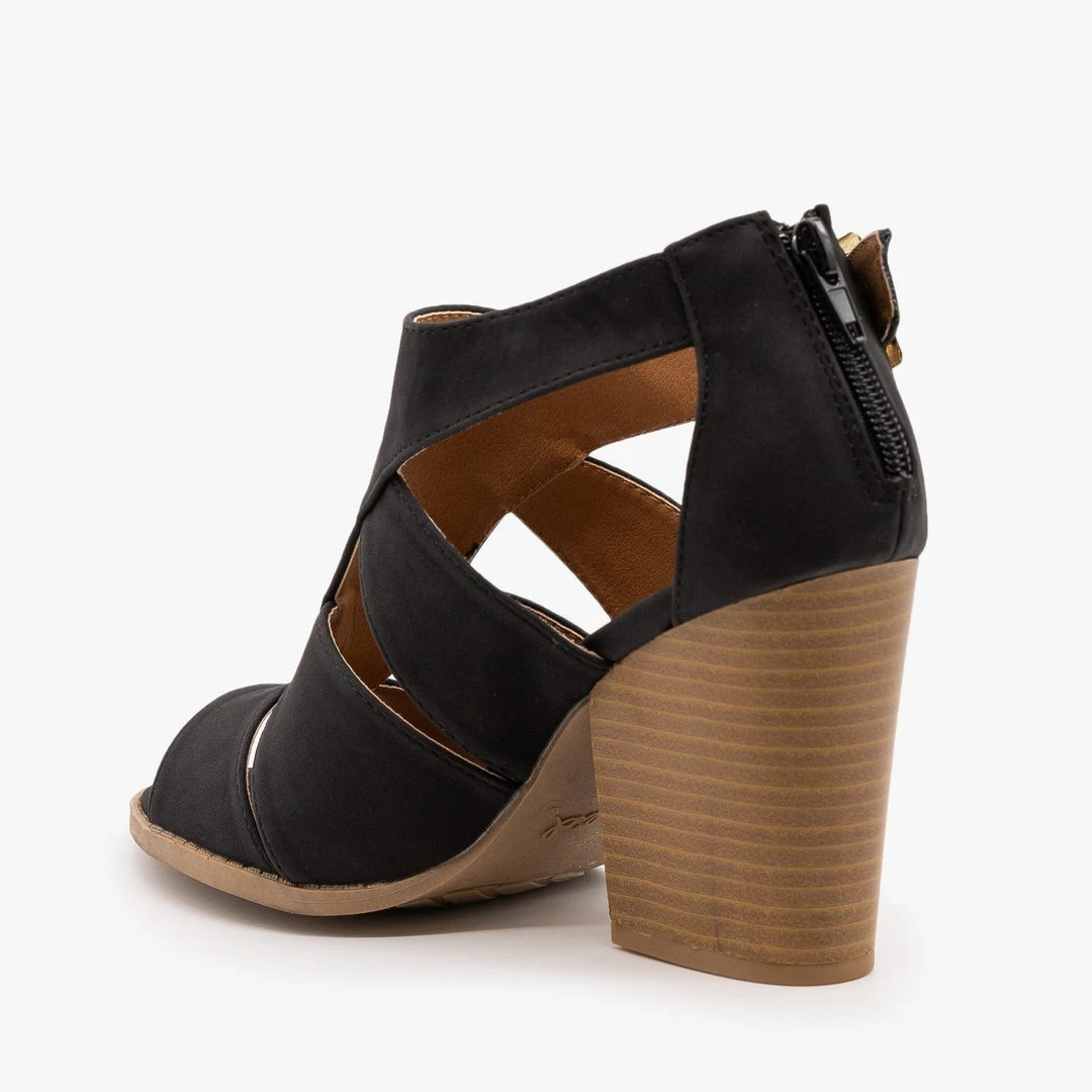Qupid Shoes Classy Cut-Out Chunky Heels 4 Qupid Shoes Classy Cut-Out Chunky Heels