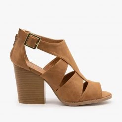 Qupid Shoes Classy Cut-Out Chunky Heels