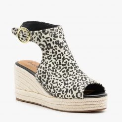 Qupid Shoes Newest Arrivals Classy Leopard Espadrille Wedge Sandals