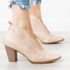 AMS Shoes Classy Scalloped Edge Booties Newest Arrivals