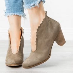 AMS Shoes Classy Scalloped Edge Booties Newest Arrivals