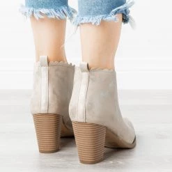 AMS Shoes Classy Scalloped Edge Booties Newest Arrivals