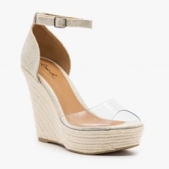 Qupid Shoes Clear Toe Espadrille Platform Wedges 12 Qupid Shoes Clear Toe Espadrille Platform Wedges