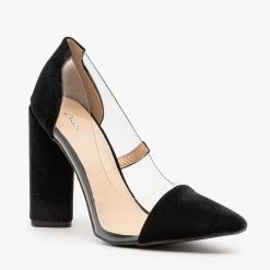 Qupid Shoes Newest Arrivals Clear Velvet High Heels FINAL SALE