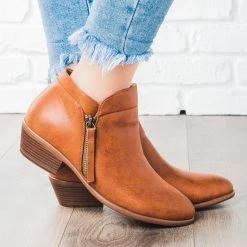 Wild Diva Shoes Cognac Zipper Ankle Booties 5 Wild Diva Shoes Cognac Zipper Ankle Booties
