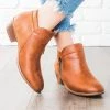 Wild Diva Shoes Cognac Zipper Ankle Booties