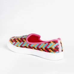 Bamboo Shoes Colorful Basketweave Slip-On Sneakers