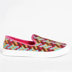 Bamboo Shoes Colorful Basketweave Slip-On Sneakers