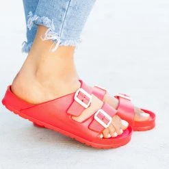 Forever Newest Arrivals Colorful Double Buckle Slides