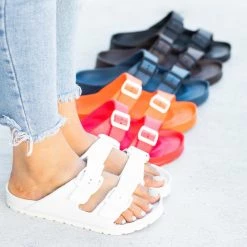 Forever Newest Arrivals Colorful Double Buckle Slides