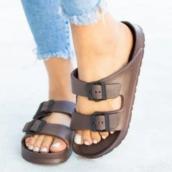 Forever Newest Arrivals Colorful Double Buckle Slides