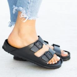 Forever Newest Arrivals Colorful Double Buckle Slides