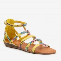 Olivia Miller Colorful Floral Low Wedge Sandals Newest Arrivals